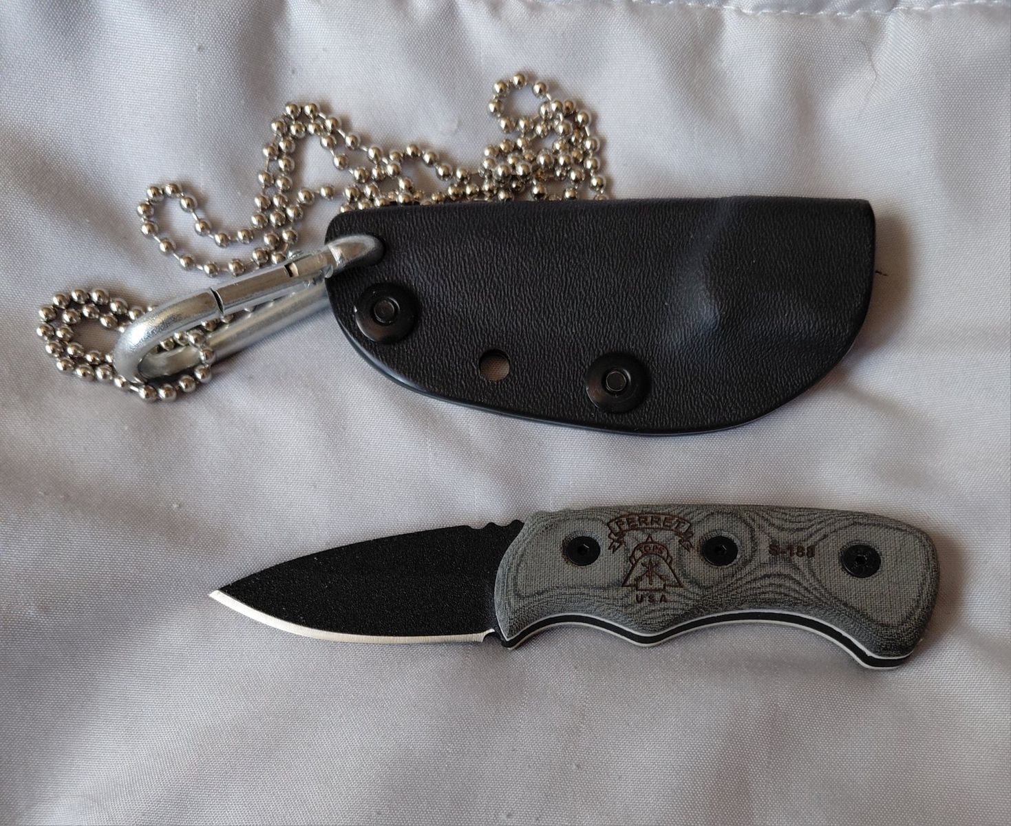 TOPS Knives Ferret USA Fixed Blade Neck Knife with Kydex Sheath and Chain