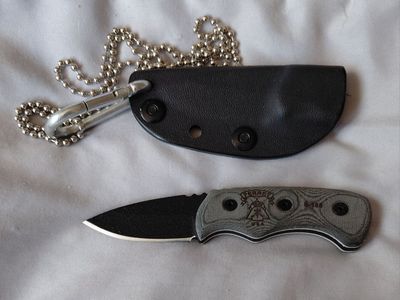 TOPS Knives Ferret USA Fixed Blade Neck Knife with Kydex Sheath and Chain