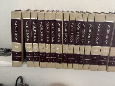 Perfect for office decoration. Vintage World Book Encyclopedia Set Volumes 1-22 with Rand McNally World Atlas
