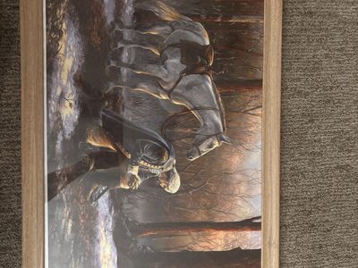 Framed Historical Art Print Featuring George Washington Praying with Horse