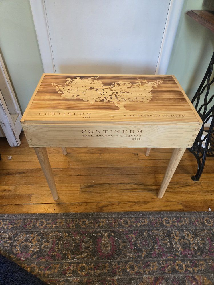 Custom Continuum 2016 Wine Crate Side Table - Sage Mountain Vineyard Wood Accent Table