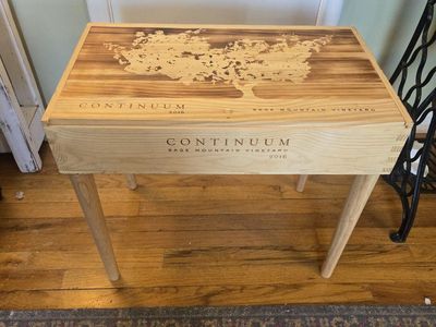 Custom Continuum 2016 Wine Crate Side Table - Sage Mountain Vineyard Wood Accent Table