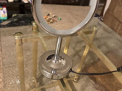 Chrome Lighted Vanity Makeup Mirror with LED Ring and Cord