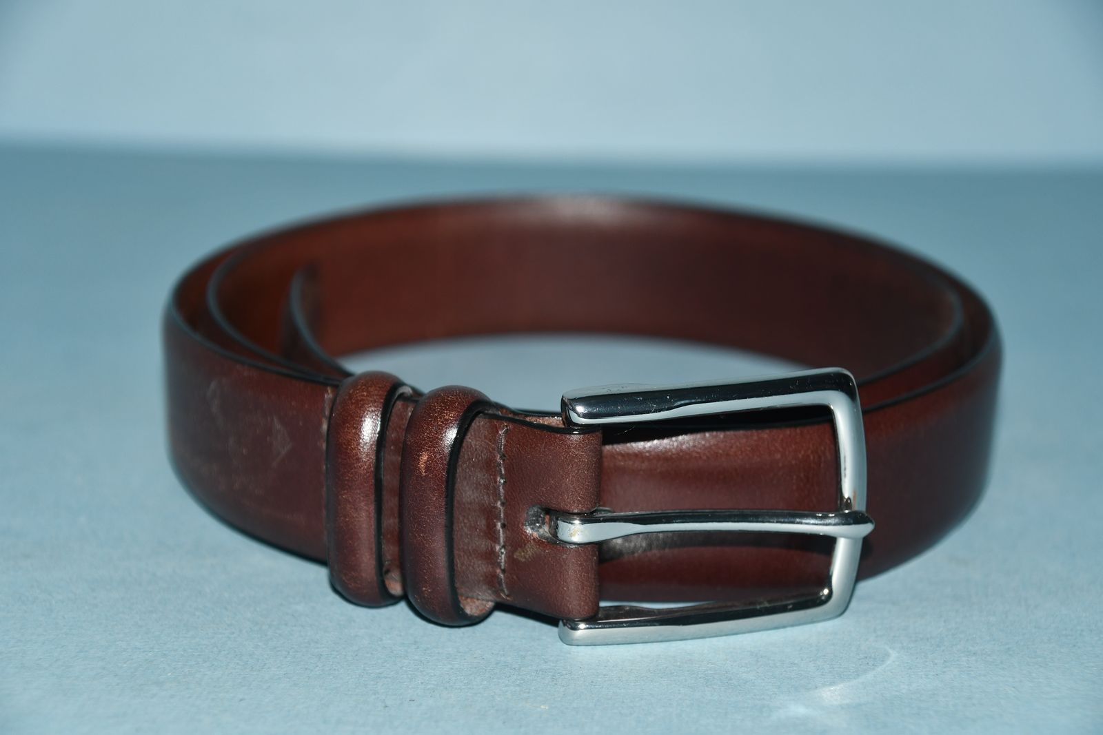 MEN'S "POLO RALPH LAUREN"  BROWN LEATHER BELT ~ SIZE 38 ~ BELT WIDTH 1.25"