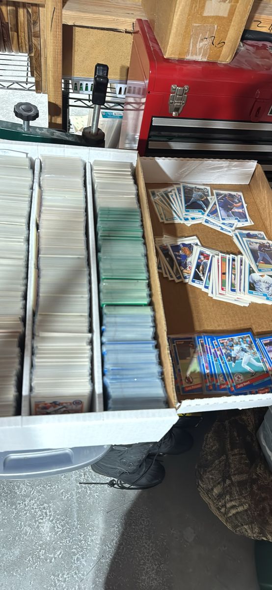 Box of 90’s era baseball cards