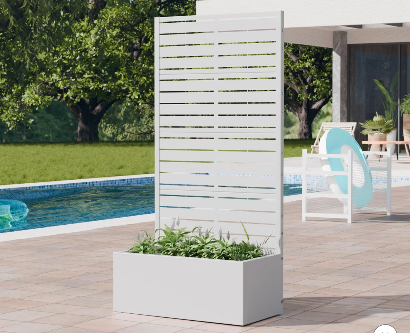 New Planter Box Wrought Iron Privacy Fence with Climbing Trellis, 59×29.5×11.8 inch, 4 Panels