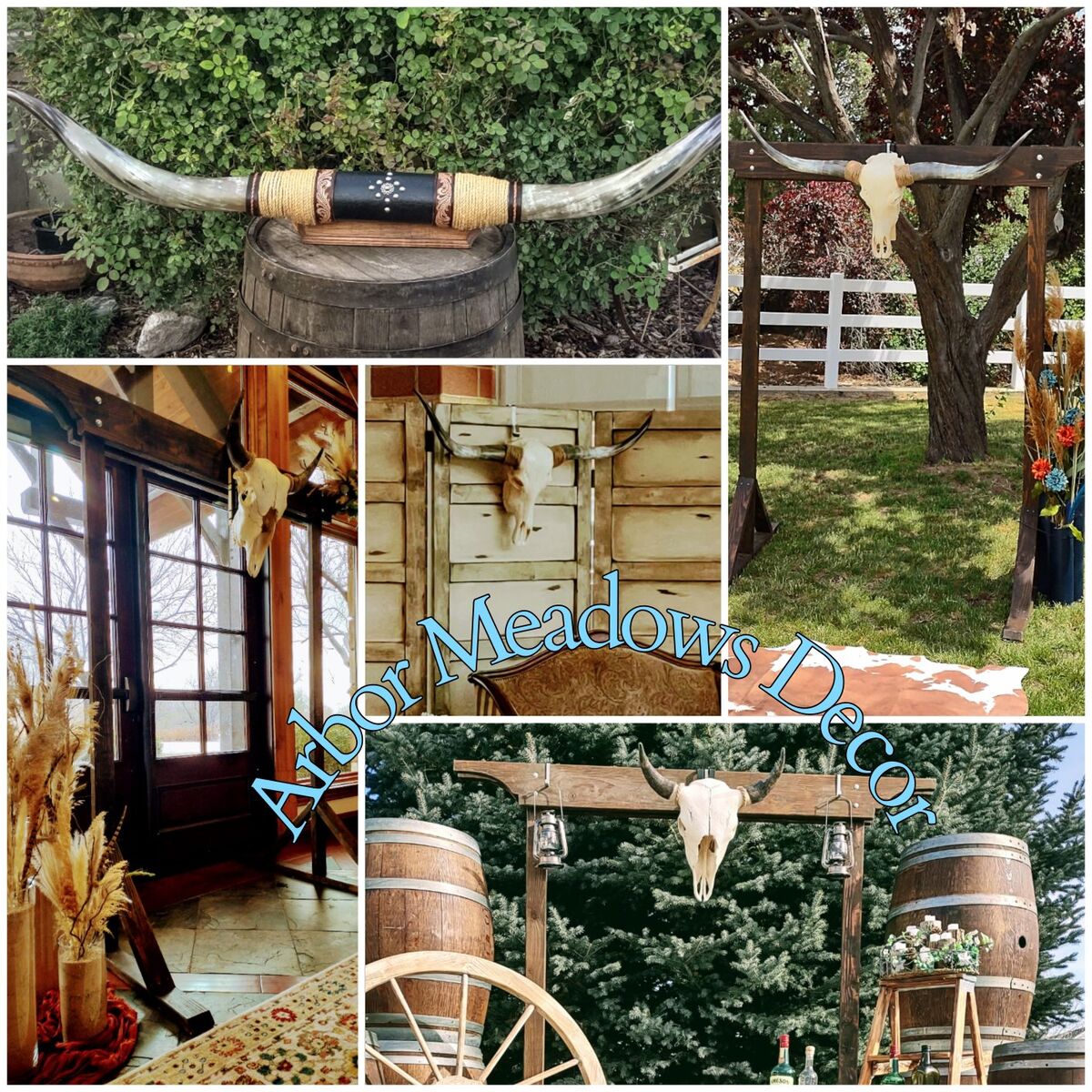 Longhorn, Bull Skulls, Antlers, Cowhide for Event and Wedding Rustic, Boho, Farmhouse, Antique Decor