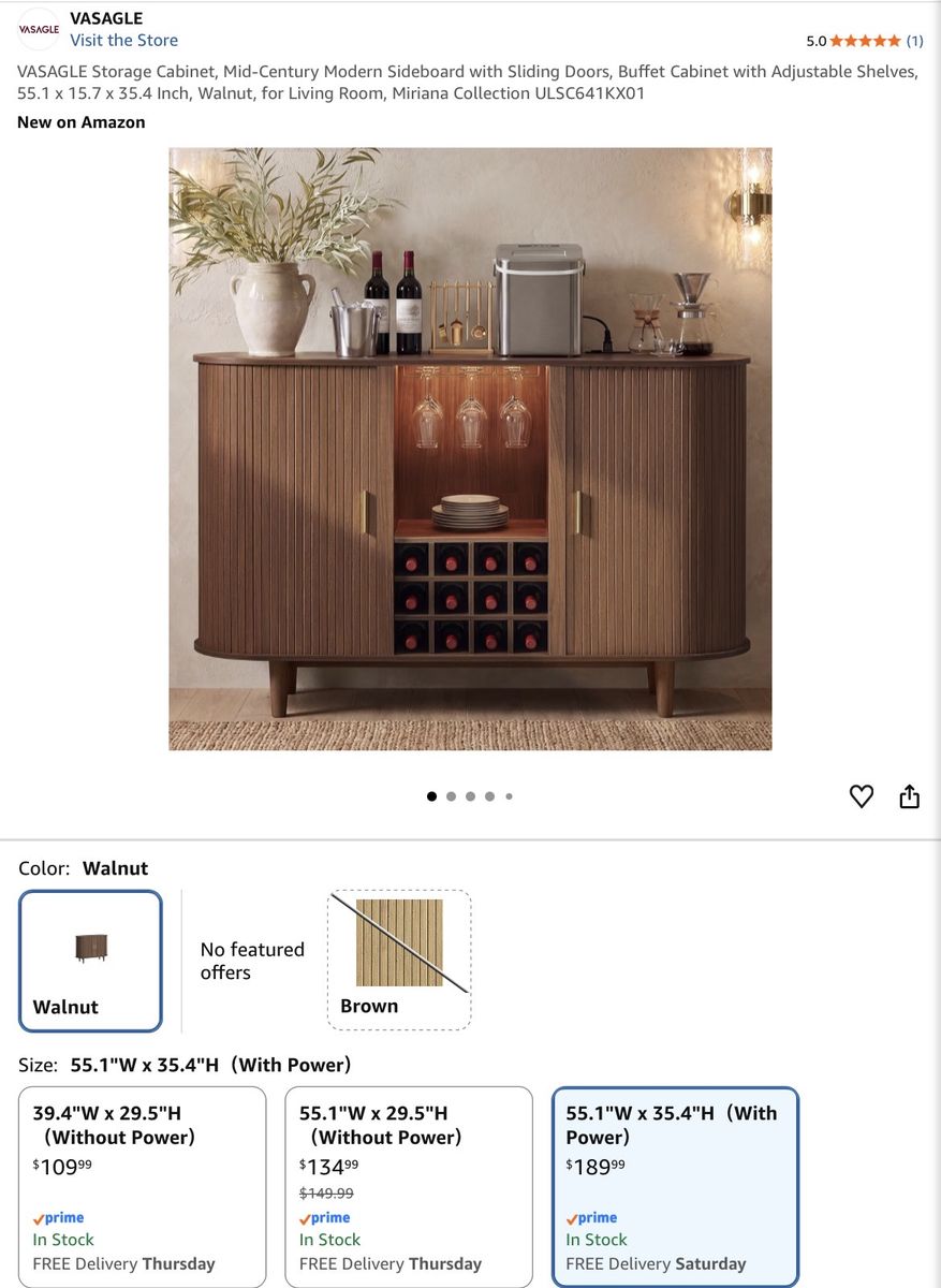 Mid-century modern hutch/storage cabinet/console New in box!
