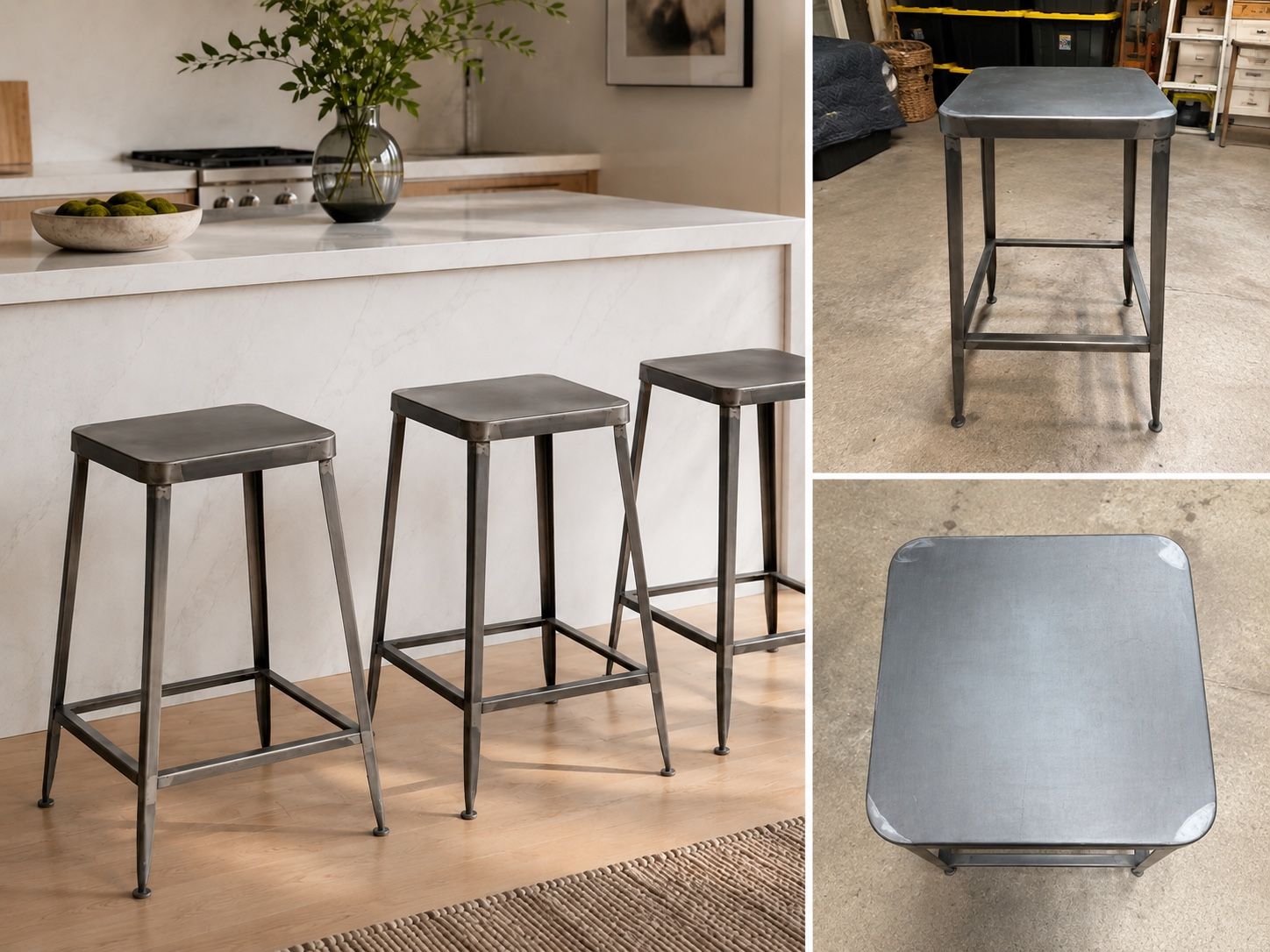 CB2 Flint Steel Counter Stools – Set of 3 – $240