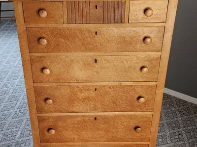 Vintage birds eye maple highboy dresser