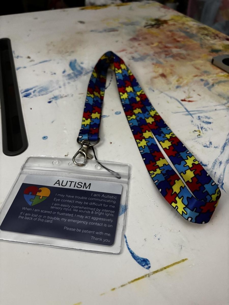 Autism Awareness Lanyard with ID Card Holder - Puzzle Piece Design