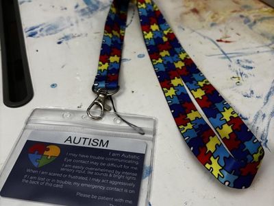 Autism Awareness Lanyard with ID Card Holder - Puzzle Piece Design