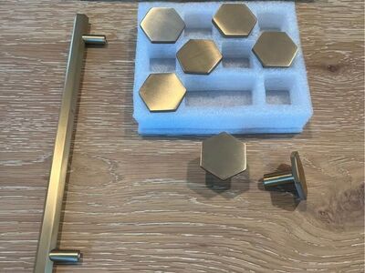 Amerock Brushed Gold Finish Hexagon Pulls and Cabinet Knobs