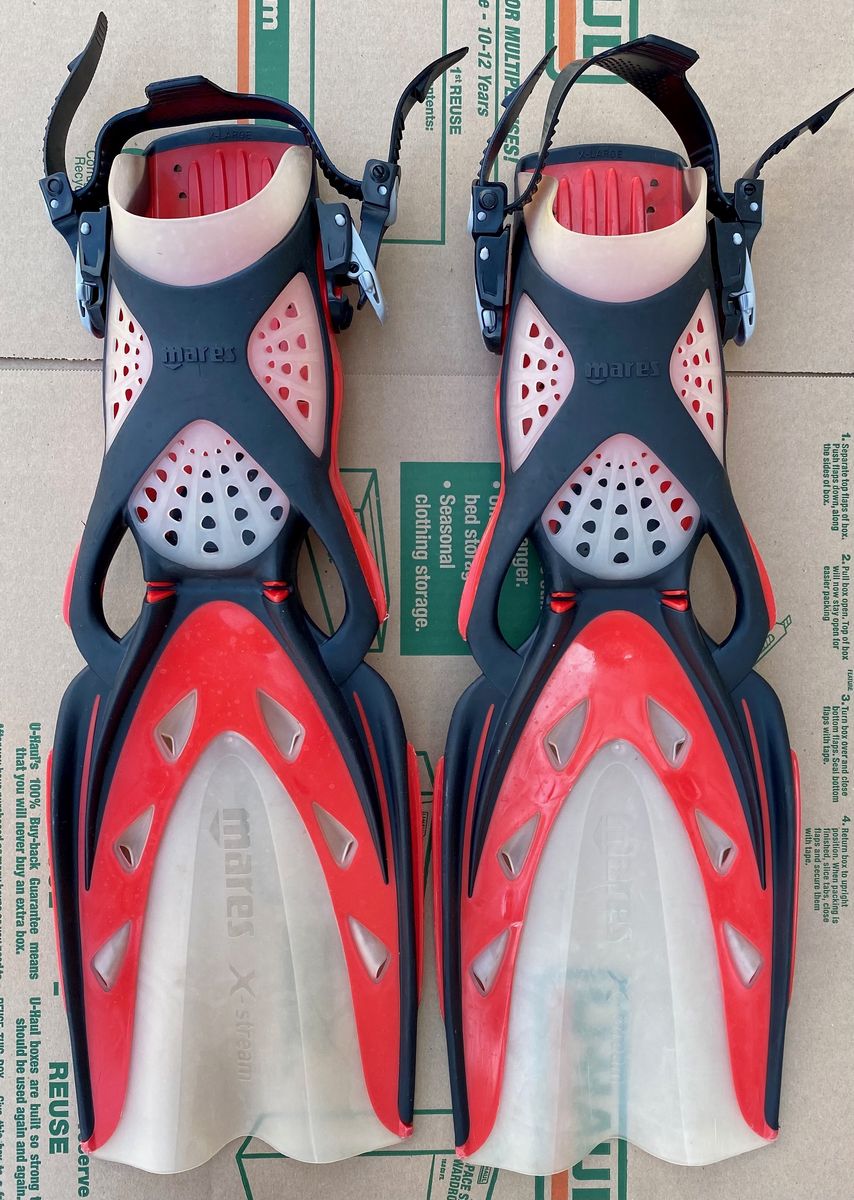 Great Condition Mares X-Stream Open Heel Dive Fins Size Extra Large XL