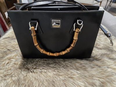 Vintage Dooney & Bourke Bamboo Handle Leather Tote