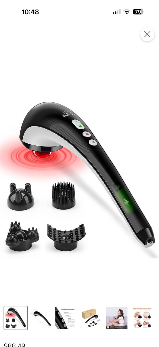 Snailax Cordless Handheld Percussion Massager with Heat and Attachments