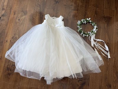 Beautiful David’s Bridal flower girl dress and head crown size 2T