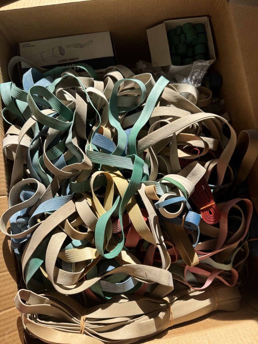 Large Lot of Uline Heavy Duty Rubber Bands – Assorted Sizes & Colors