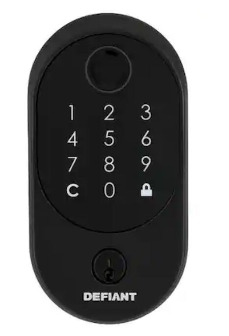 Defiant Round Fingerprint Aged Bronze Electronic Single Cylinder Deadbolt Wi-Fi Enabled Powered by Hubspace