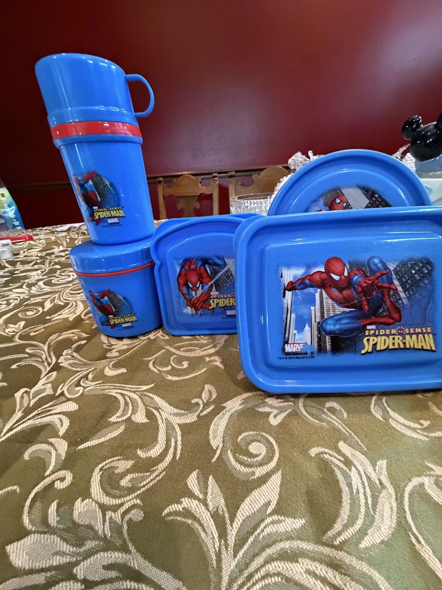 Marvel Spider-Man Kids Plastic Snack Containers  - 5 Pieces, Blue/Red