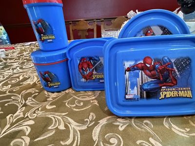 Marvel Spider-Man Kids Plastic Snack Containers - 5 Pieces, Blue/Red