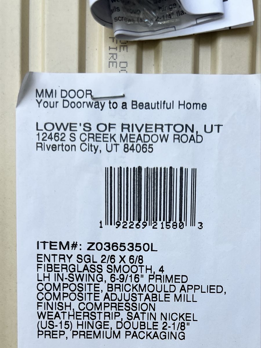 MMI DOOR 2/6 x 6/8 Primed Fiberglass Smooth Left-Hand In-Swing Entry Door Frame