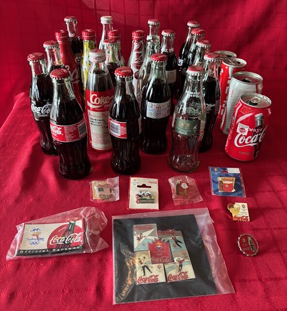 Coca Cola Olympic Memorabilia (Pins, Bottles, Cans)