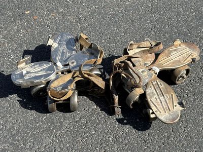 Vintage Adjustable Metal Roller Skates, awesome decorations, air bnb cabin decor, mid century antique