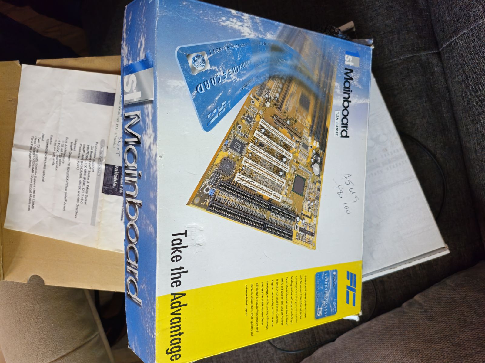 RARE Vintage Asus PVI-486AP4 Motherboard w/ Intel DX4-100MHz CPU, Half-Baby AT Form Factor, Original Box