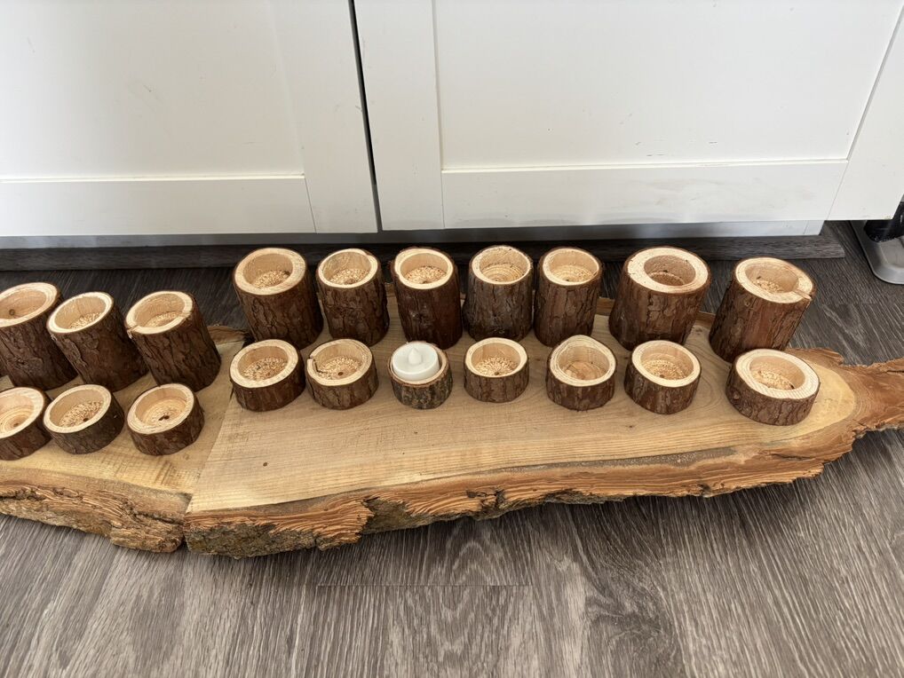 Wood Log Tea Light Candle Holders