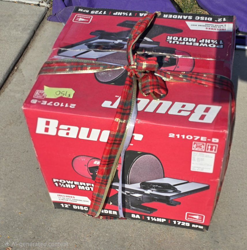 Bauer 12" Disc Sander 1.25 HP Motor - Model 21107E-B New In Box