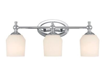 Chrome 3 Light with Etched Opal Glass Vanity Fixture