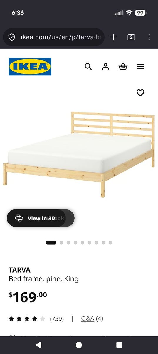 ikea Tarva king frame and nightstand