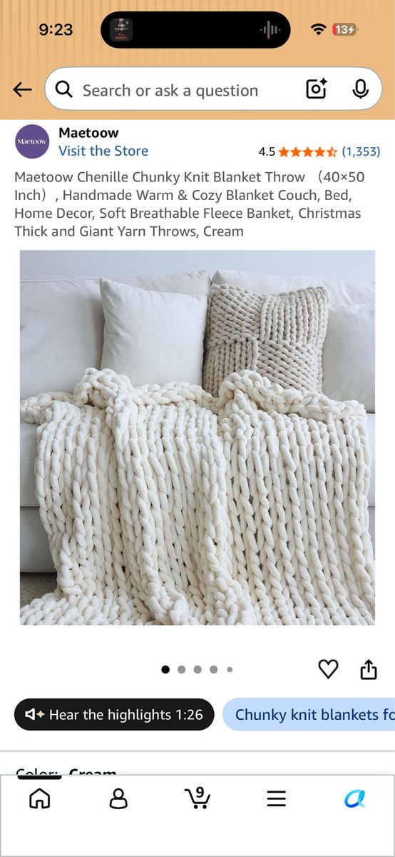 Chunky Knit Chenille Throw Blanket – New, Never Used