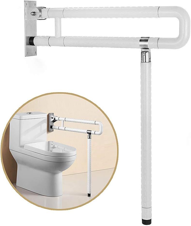 New - Grab Bars for Bathroom, Foldable Stainless Toilet Grab Bar with Textured Grip, Flip Up