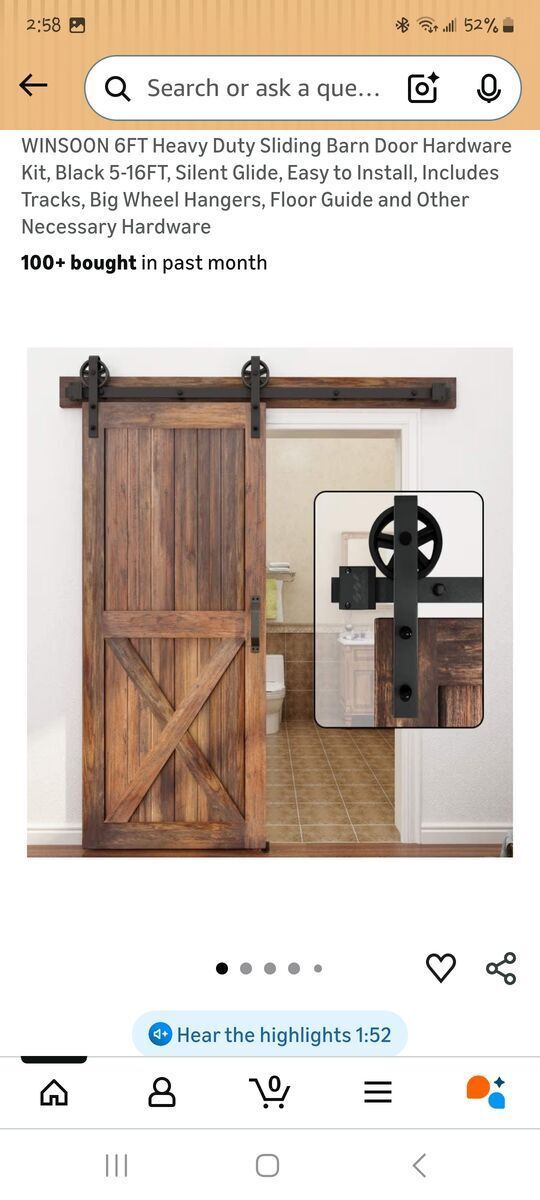 6 Foot Barn Door Hardware NEW Track Rails Rustic Metal