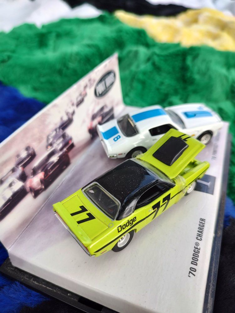 Vintage Pony Wars Road Racing Diecast Set: '70 Dodge Charger & '70 Pontiac Firebird - Collectible
