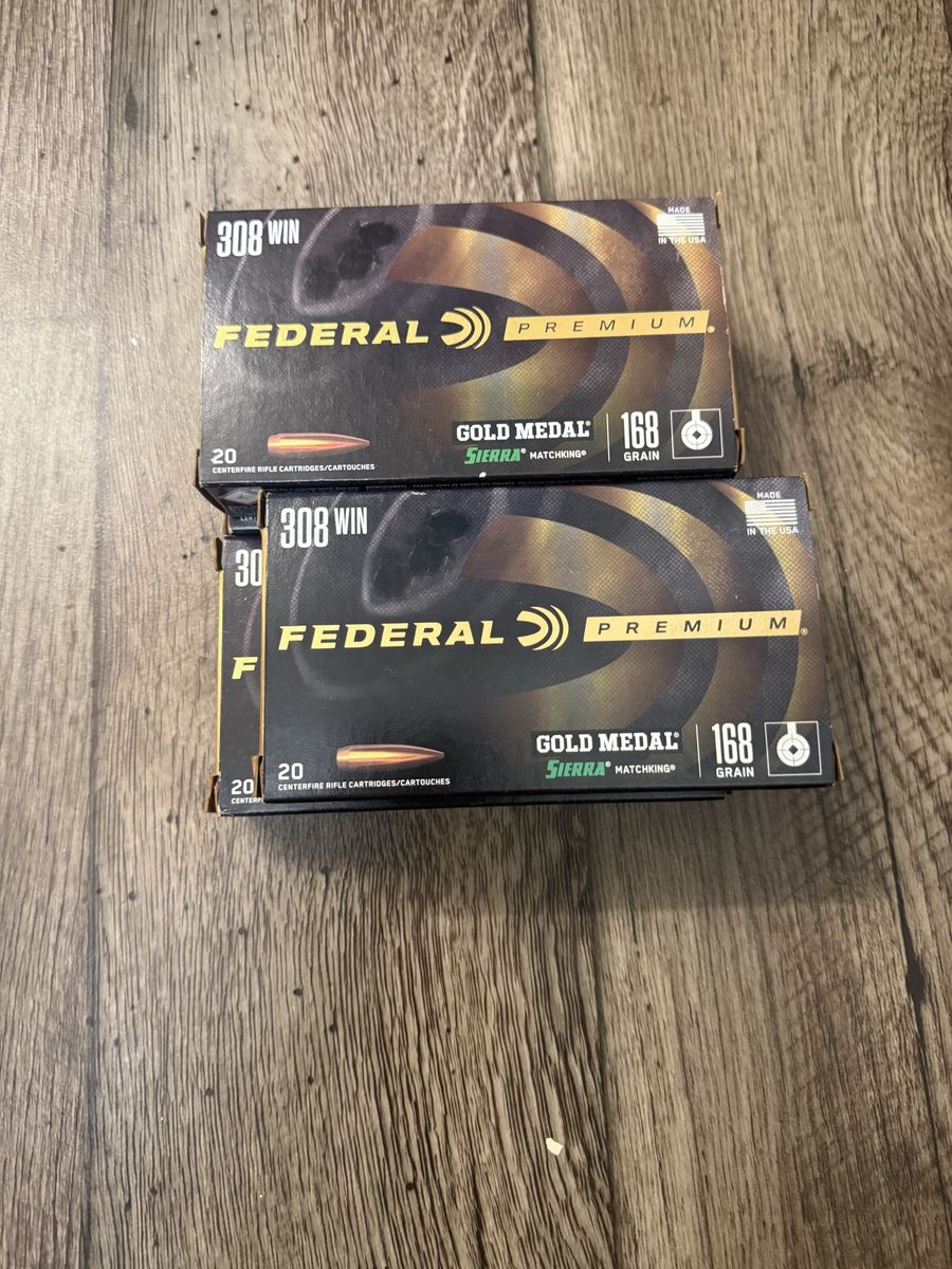 Federal Gold Medal Sierra Match .308 168 GR 4 Boxes 80 Rounds