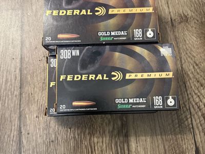 Federal Gold Medal Sierra Match .308 168 GR 4 Boxes 80 Rounds