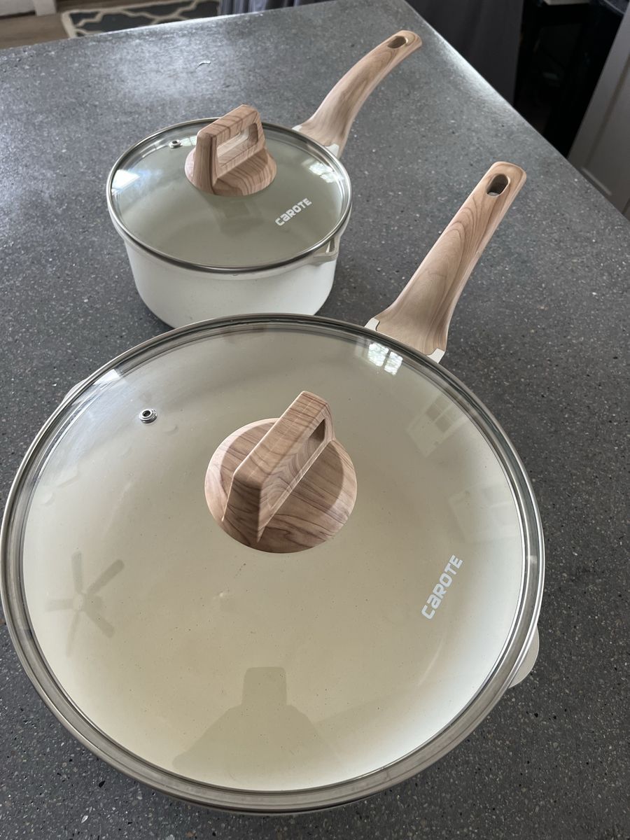 CAROTE Ceramic Cookware Pot and Pan Set with lids