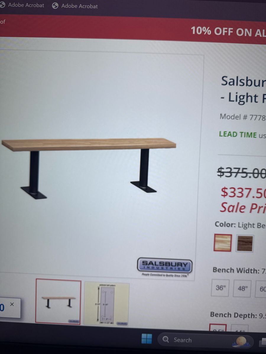 Wood Bench light birch 72-9.5 inch