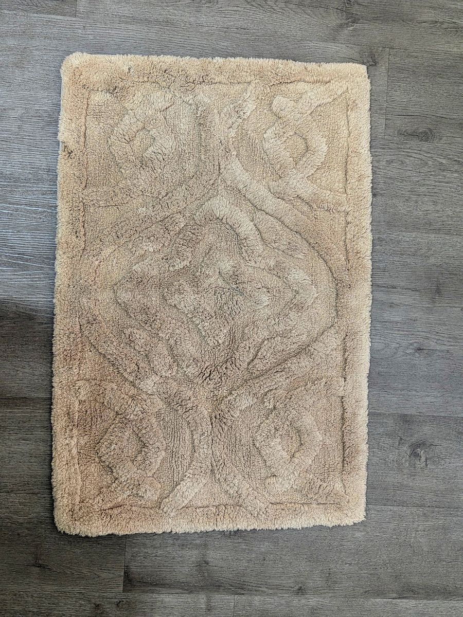 Soft Plush Bathroom Rug – Welhome Tan Medallion Bath Mat 24"x36"