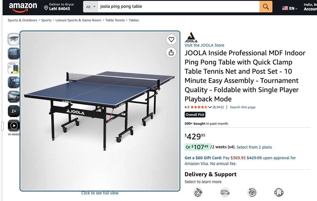 JOOLA 15 mm Inside Professional Indoor Ping Pong Table wth paddles and balls