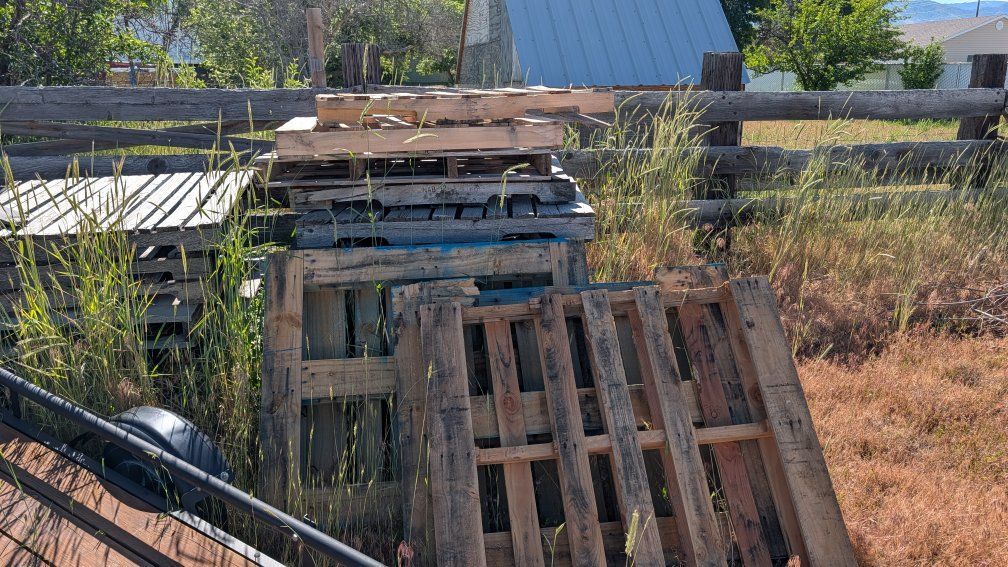 Assorted Wooden Pallets - Mixed Sizes & Conditions for DIY, Shipping, or Crafts