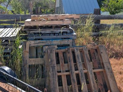 Assorted Wooden Pallets - Mixed Sizes & Conditions for DIY, Shipping, or Crafts