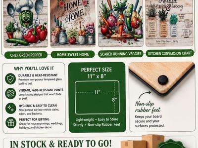 11" x 8" Tempered Glass Cutting Boards - Multiple Designs