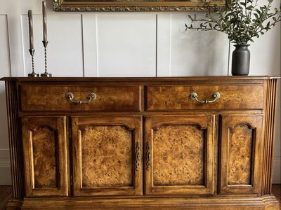 Vintage Burl Wood Sideboard / Media Console / Entry Cabinet