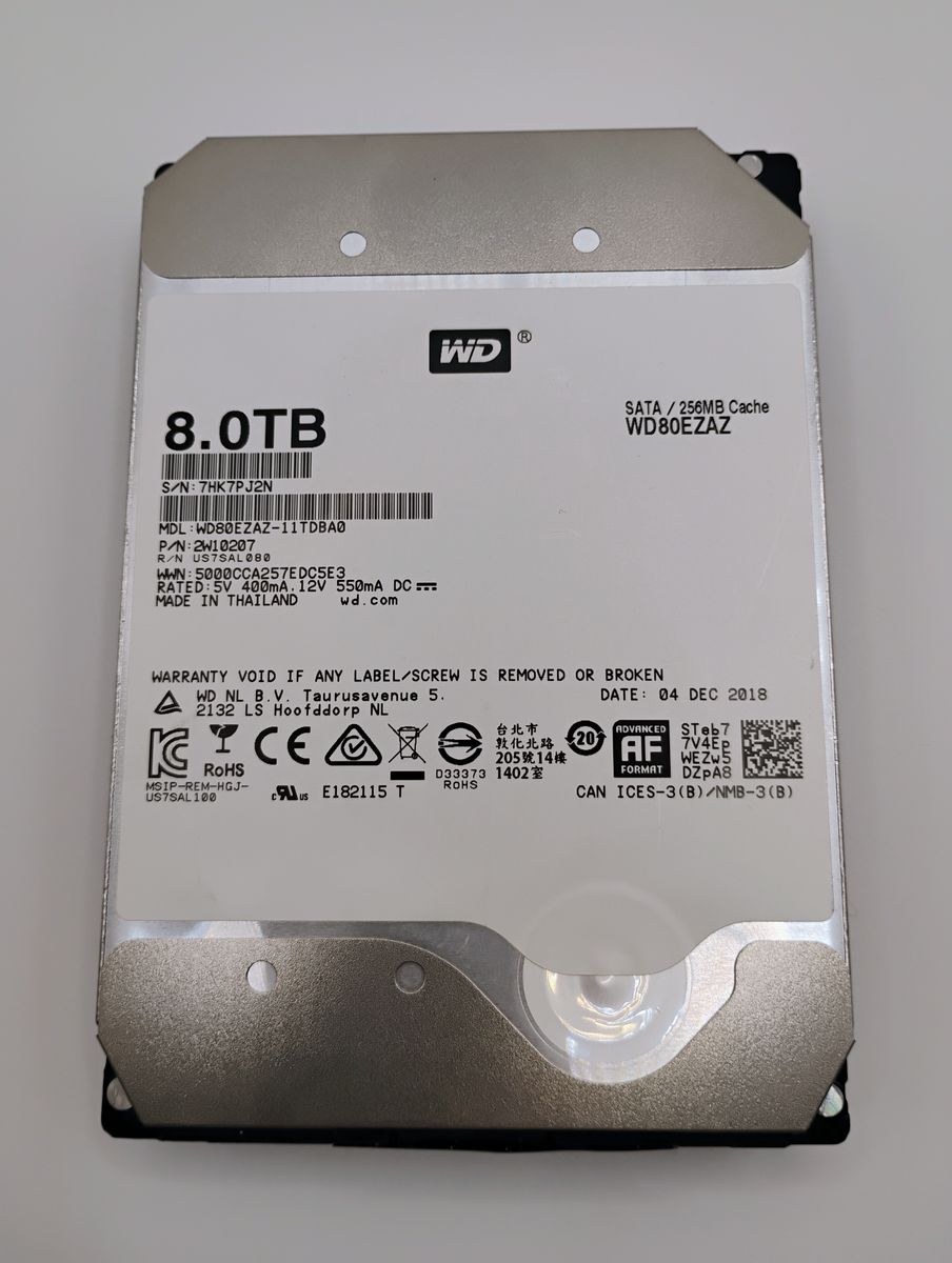 WD Red WD80EZAZ 8TB SATA III 3.5" Internal Hard Drive 256MB Cache (12/2018)