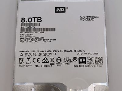 WD Red WD80EZAZ 8TB SATA III 3.5" Internal Hard Drive 256MB Cache (12/2018)