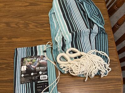 Hurley Rio Breeze Striped Hammock with Hanging Kit - Blue/Green